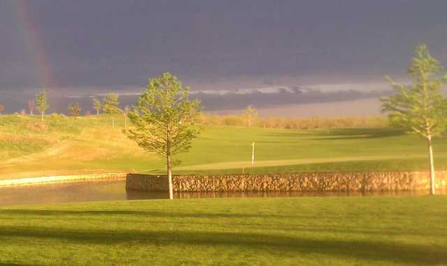 A view of the 8th green from Frisco Lakes Golf Club