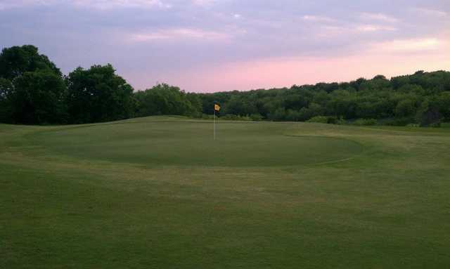 A view of a green from the Frisco Lakes Golf Club