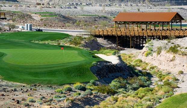 A view of green #7 at Laughlin Ranch Golf Club