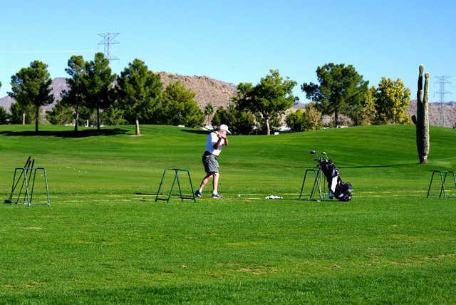 A view of the driving range tees at Viewpoint Golf Resort