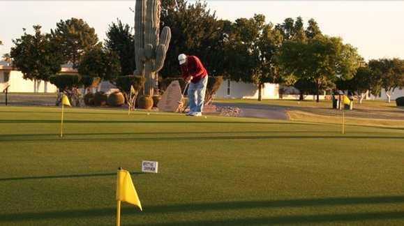 A view of the practice area at Riverview Golf Course