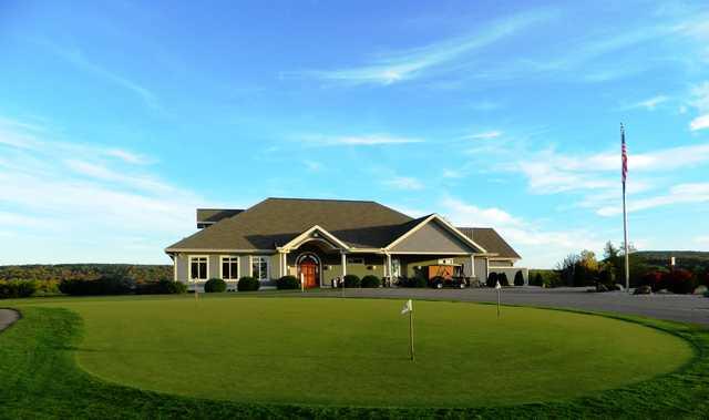 A view of the clubhouse and putting green at Baraboo Country Club