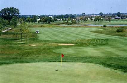 A view of the 8th green and fairway at Odyssey Golf Course