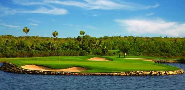A view of the signature hole of Lakes Course from Moon Palace Cancun.
