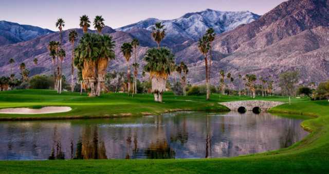 A view of green #18 at South Course from Indian Canyons Golf Resort.