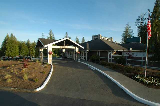 A view of the clubhouse entrance at Gleneagle Golf Course.