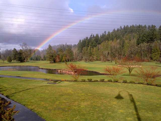 A view of rainbow over Auburn Golf Course
