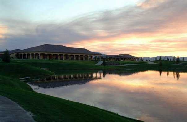 A view from tee #10 of the Grill Room at Mountain Falls Golf Course