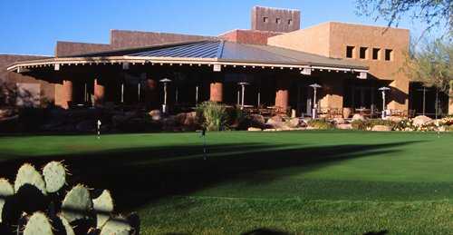 A view of the clubhouse at Tatum Ranch Golf Club