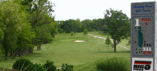 A view of hole #1 at Winding River Golf Club.
