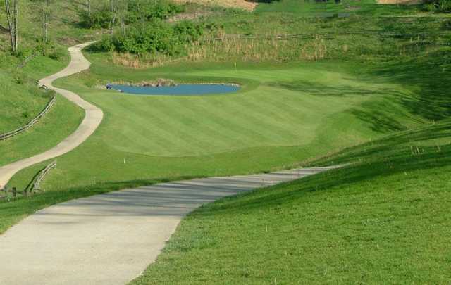 A view of a hole with narrow path on the left side at Sugar Ridge Golf Club