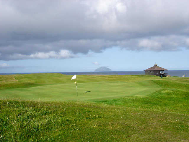 A view from the 9th green looking back down the fairway at Ailsa Course from Trump Turnberry Resort