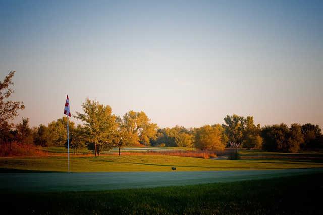 View of a green at Prairie Trails Golf Course