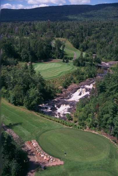Aerial view of the 2nd hole from the River course at Superior National at Lutsen
