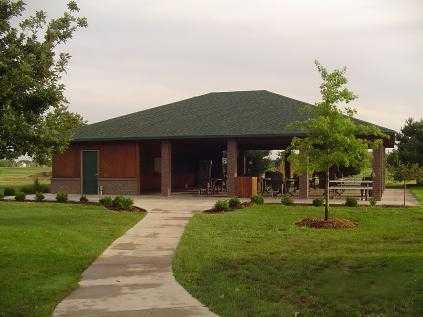 A view of the pavilion at Cherry Oaks Golf Club