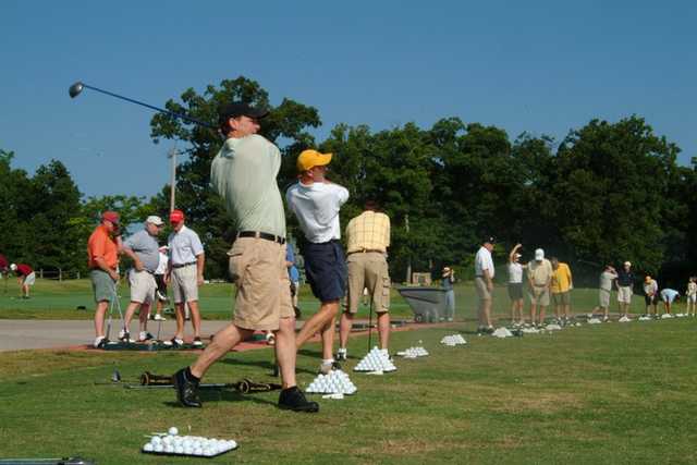 A view of the driving range tees at Margaritaville Lake Resort