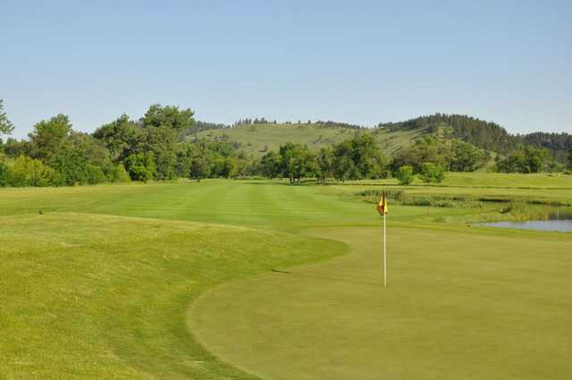 A view of a hole with water coming into play at Hart Ranch Golf Club