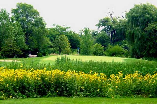 A view of the 16th green at Hilldale Golf Club