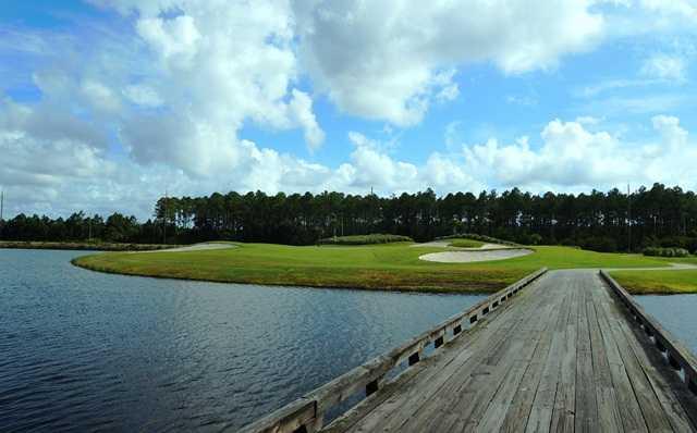 Playing almost 200 yards from the tips, the par-3 16th at The Club at Venetian Bay can be intimidating.