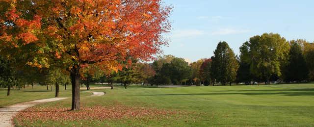 A view of fairway #1 with path on the left at Shorewood Golf Course