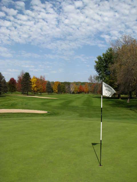 A fall view of a hole at Waupaca Country Club
