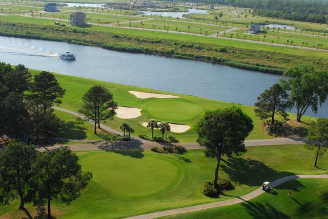 Aerial view of the 18th green at Palmetto Course from Myrtlewood Golf Club