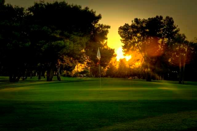 A sunrise view of green at Dobson Ranch Golf Course