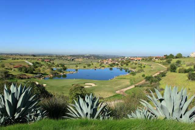 A view of a hole with water coming into play at Santaluz Club