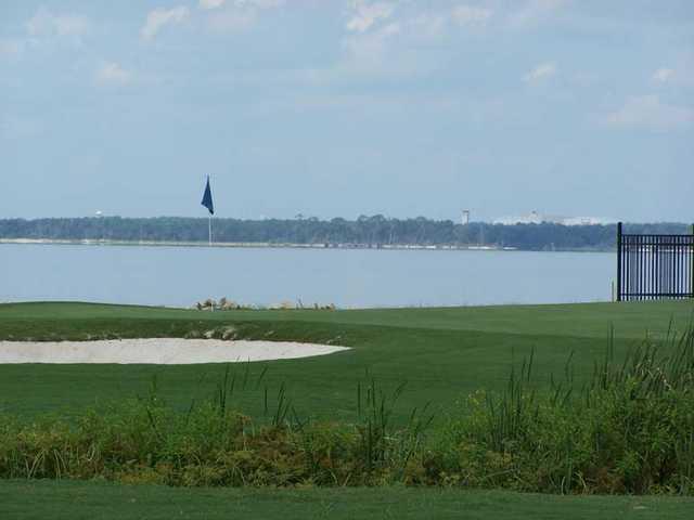 A view of the 6th hole at Bay Course from Bluewater Bay Resort