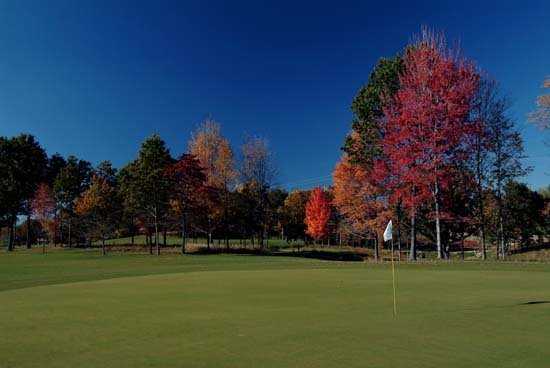 A fall view of green at Mines Golf Course