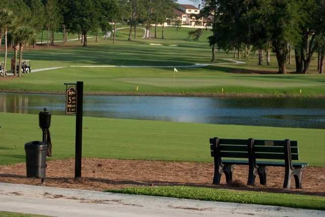 A view of the 5th tee sign at Ocala Golf Club