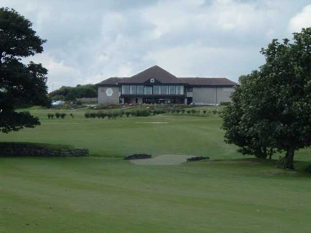 A view of fairway #9 with clubhouse in background at Portlethen Golf Club