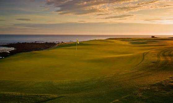 A view of the 3rd green at Balcomie Links Course from Crail Golfing Society