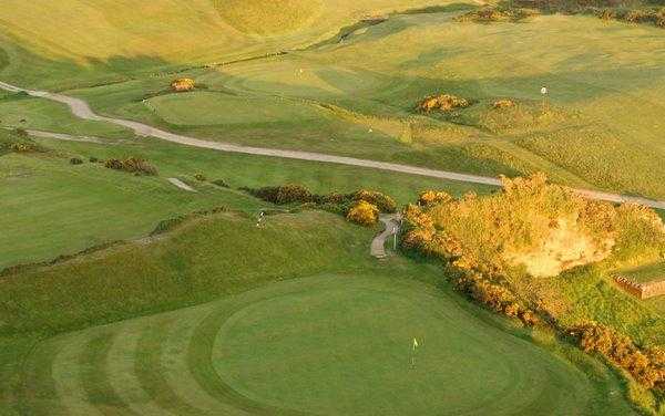 Aerial view of the 3rd green at Shiskine Golf & Tennis Club