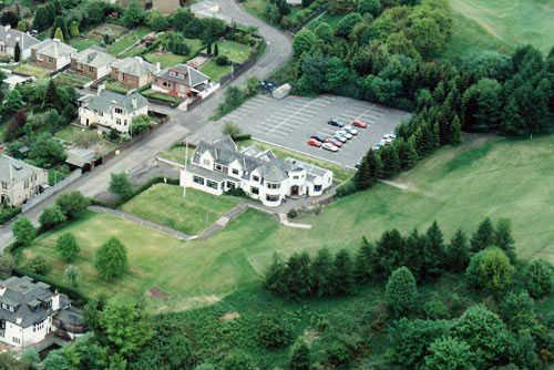 Aerial view of the clubhouse at Greenock Golf Club