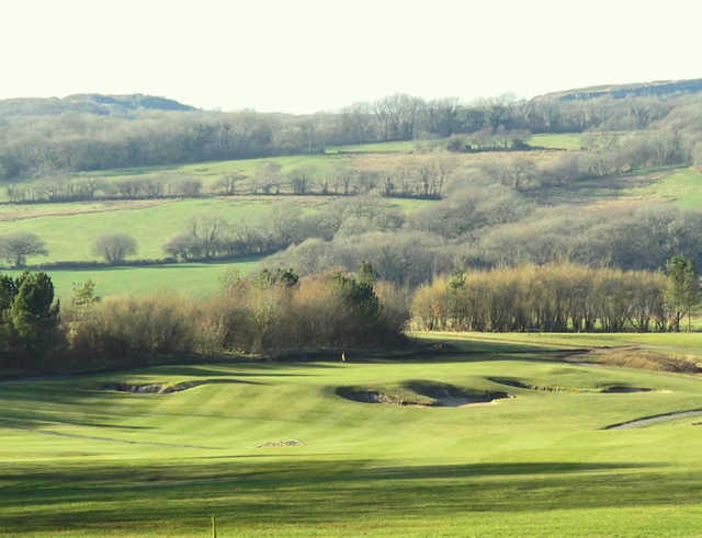 A view of green #1 at The Abbey Course from Glyn Abbey Golf Club
