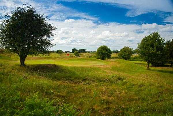 A view of green #14 at Holywell Golf Club