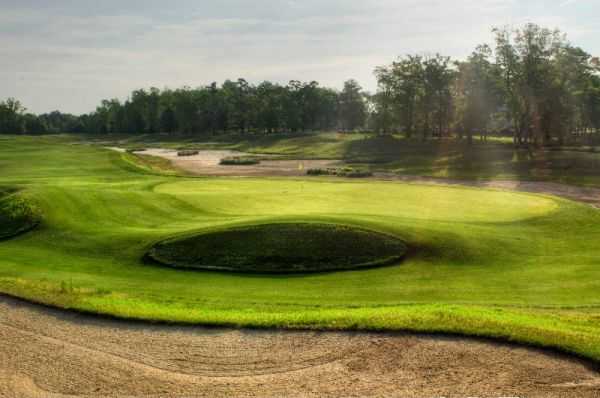 A view of the 14th green at Dye Course from Barefoot Resort & Golf