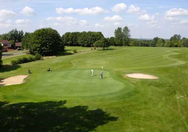 A view of the 16th green at Main Course from Abbey Hill Golf Centre