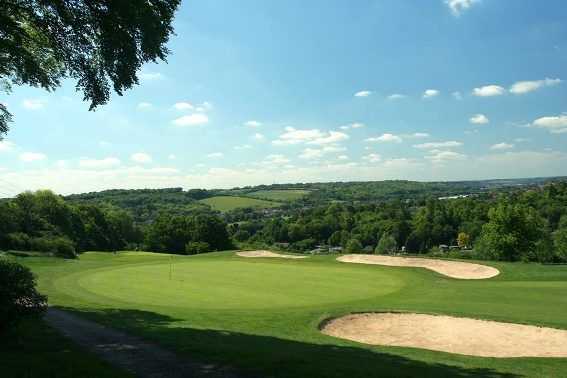 A view of green protected by bunkers at Wycombe Heights Golf Centre