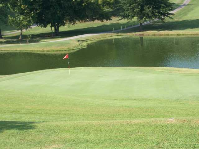A view of green with water coming into play at Western Hills Golf Course