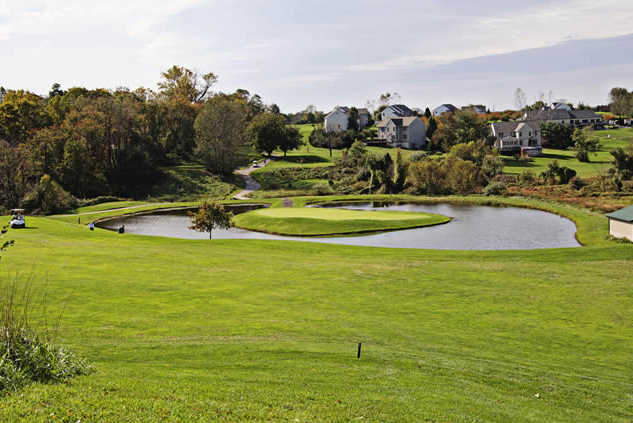 A view of the island green at Chisel Creek Golf Club