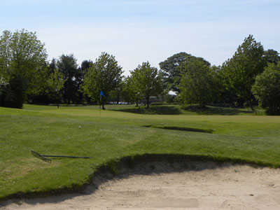 A view of green #18 at High Legh Park Golf Club