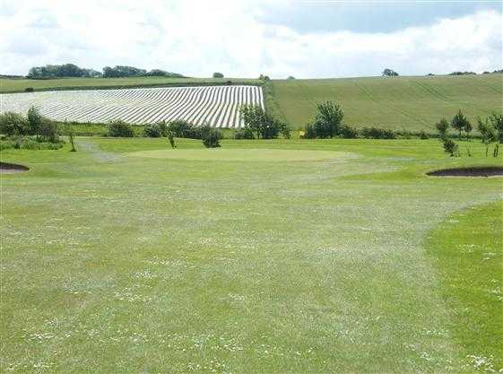 A view of the 9th green at Maryport Golf Club