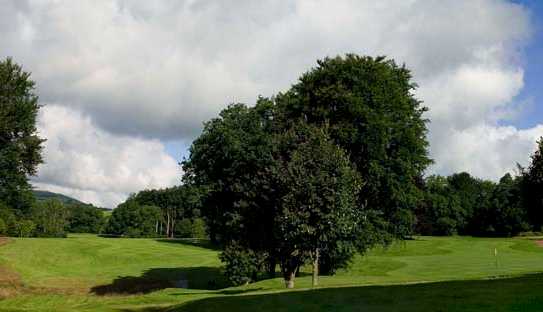 A view of the 13th green and 11th tee at Bovey Castle