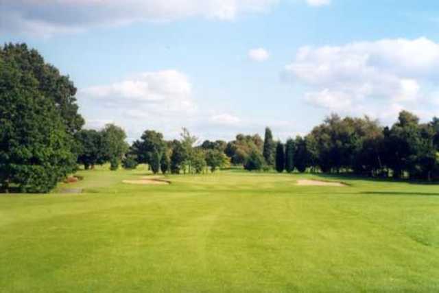 Fairway approach from the 1st tee overlooking the green at Bramall Park Golf Course