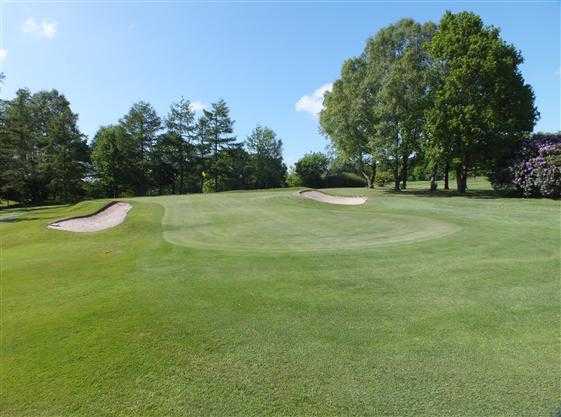 A view of hole #2 flanked by bunkers at Greenmount Golf Club