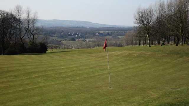 A view of the 18th green at Balcarres Course from Haigh Woodland Park.