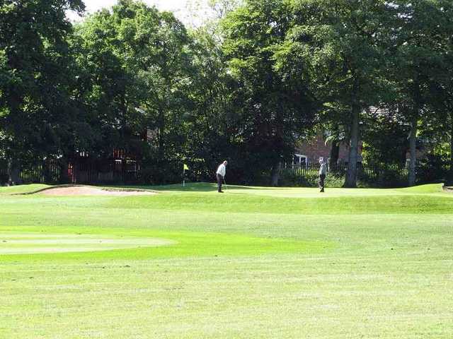 A view of the 2nd green at Heaton Moor Golf Club