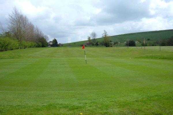 A view of the 1st green at Oldham Golf Club